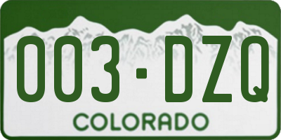 CO license plate 003DZQ