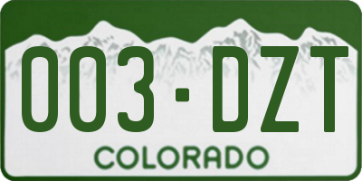 CO license plate 003DZT