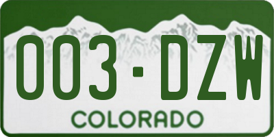 CO license plate 003DZW