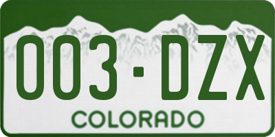 CO license plate 003DZX
