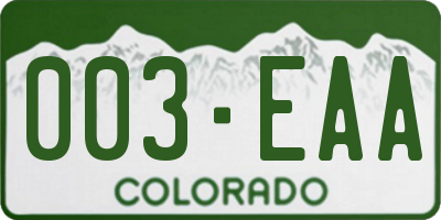 CO license plate 003EAA
