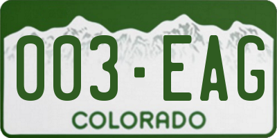 CO license plate 003EAG