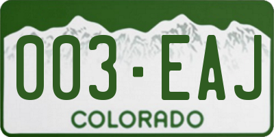 CO license plate 003EAJ