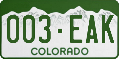 CO license plate 003EAK