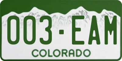 CO license plate 003EAM
