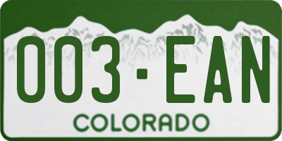 CO license plate 003EAN