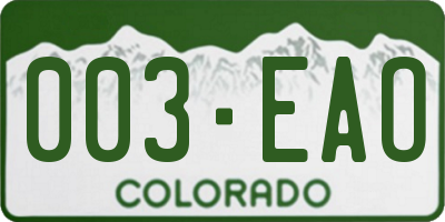CO license plate 003EAO