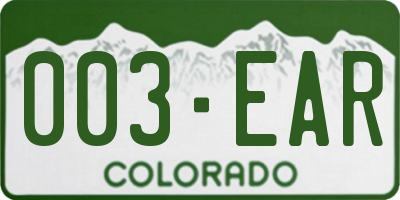 CO license plate 003EAR
