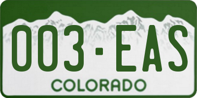CO license plate 003EAS