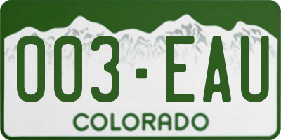 CO license plate 003EAU