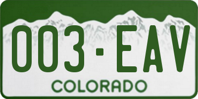 CO license plate 003EAV