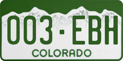 CO license plate 003EBH