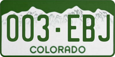 CO license plate 003EBJ
