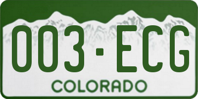 CO license plate 003ECG