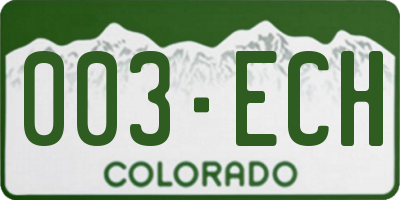 CO license plate 003ECH