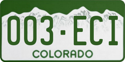CO license plate 003ECI