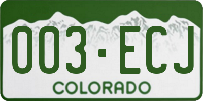 CO license plate 003ECJ