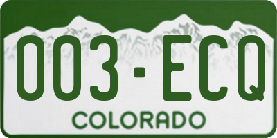 CO license plate 003ECQ