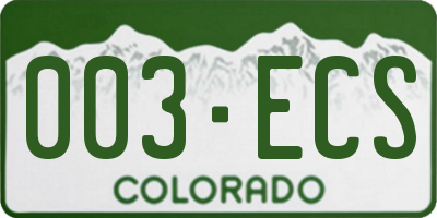 CO license plate 003ECS