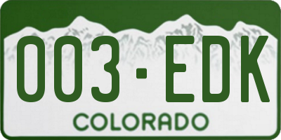 CO license plate 003EDK
