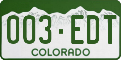 CO license plate 003EDT