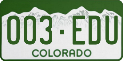 CO license plate 003EDU