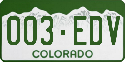 CO license plate 003EDV