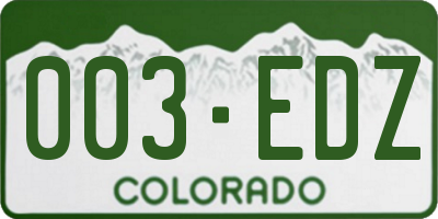 CO license plate 003EDZ