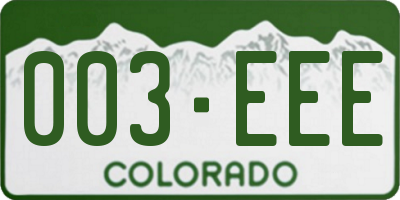 CO license plate 003EEE
