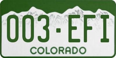 CO license plate 003EFI