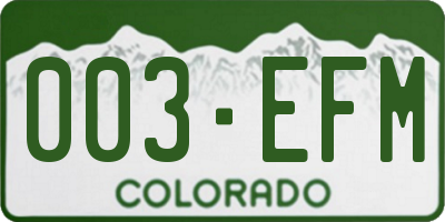 CO license plate 003EFM