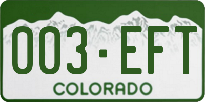CO license plate 003EFT