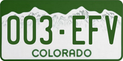 CO license plate 003EFV