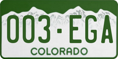 CO license plate 003EGA