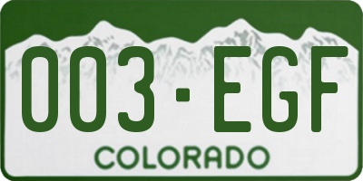 CO license plate 003EGF