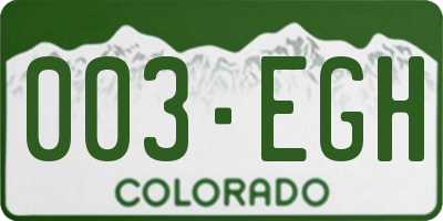 CO license plate 003EGH