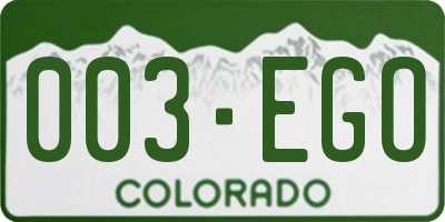 CO license plate 003EGO