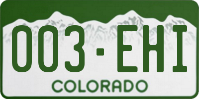 CO license plate 003EHI