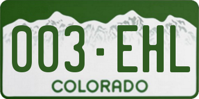 CO license plate 003EHL