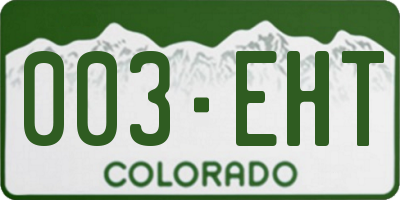 CO license plate 003EHT