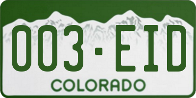 CO license plate 003EID