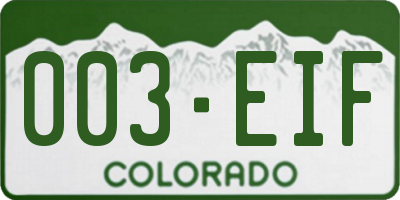 CO license plate 003EIF