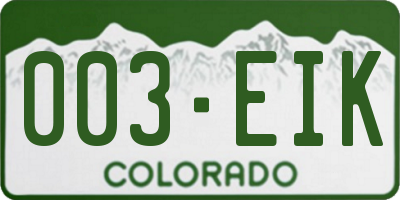 CO license plate 003EIK