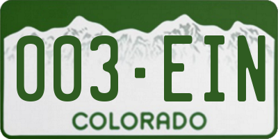 CO license plate 003EIN