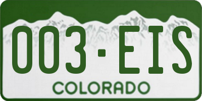 CO license plate 003EIS