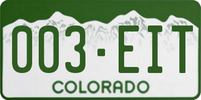 CO license plate 003EIT