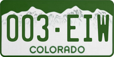 CO license plate 003EIW