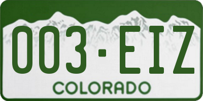CO license plate 003EIZ