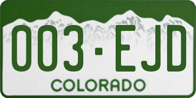 CO license plate 003EJD