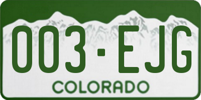CO license plate 003EJG